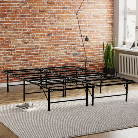 California King Size Bed Base, Mattress Foundation Bed Frame, Bedroom Furniture - Black