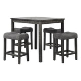 Transitional Counter Dining Set With 4 Tufted Stools
