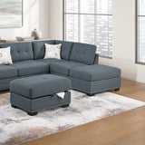 L - Shaped Sectional Sofa Set With Storage Ottoman, Tufted Upholstery Nailhead Trim