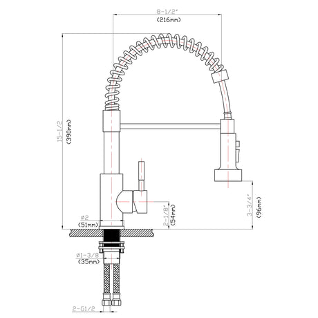 Kitchen Faucet With Pull Down Spray Head - Brushed Nickel
