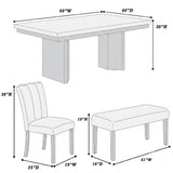 2 Tone Dining Table Set With Upholstered Side Chairs