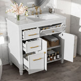 Bathroom Vanity With Sink, 1 Tip Out Drawer, 3 Side Drawers, Adjustable Shelf