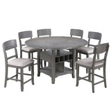Contemporary Counter Height Dining Set With Built In Lazy Susan