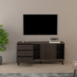 Parker - TV Stand With Sliding Doors And Drawers - Dark Brown