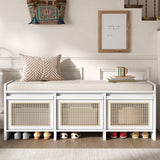 Entryway Shoe Bench With Drawers & Button Tufted Cushion