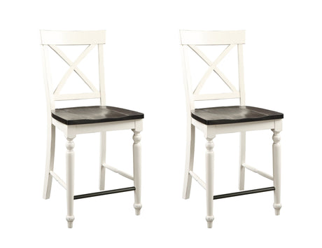 24" Tall Bar Stools (Set of 2) - Brown / White