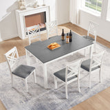 Kitchen Dining Set, Rectangular Dining Table & Upholstered Chairs