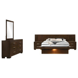 Jessica 5-piece Eastern King LED Bedroom Set Cappuccino - 200711KE-S5P