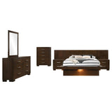 Jessica 6-piece Eastern King LED Bedroom Set Cappuccino - 200711KE-S6P