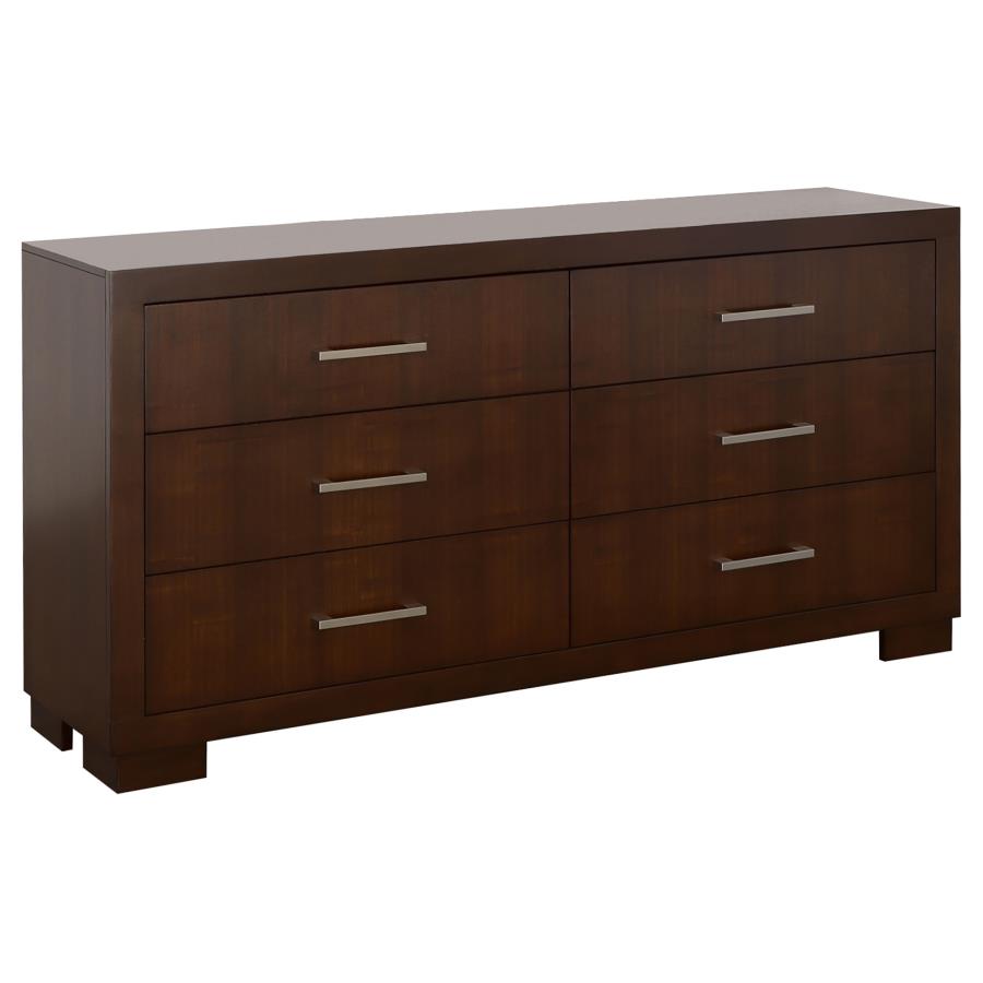 Jessica 6-piece Eastern King LED Bedroom Set Cappuccino - 200711KE-S6P
