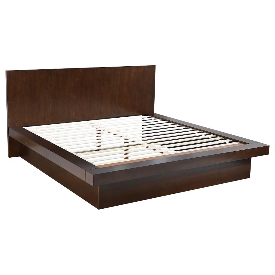 Jessica Wood Eastern King LED Panel Bed Cappuccino - 200711KE