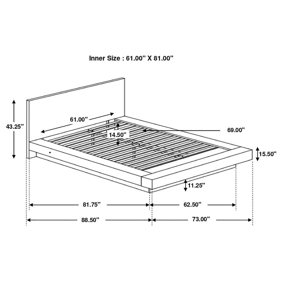 Jessica Wood Queen LED Panel Bed Cappuccino - 200711Q