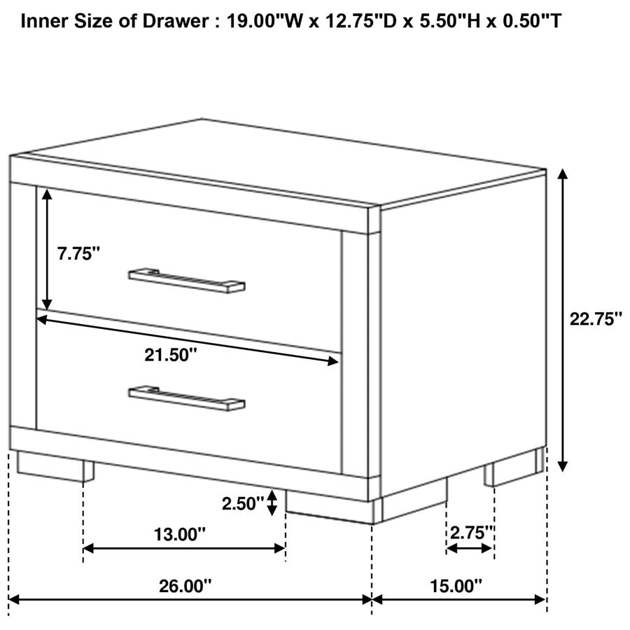 Jessica 2-drawer Nightstand Cappuccino - 200712