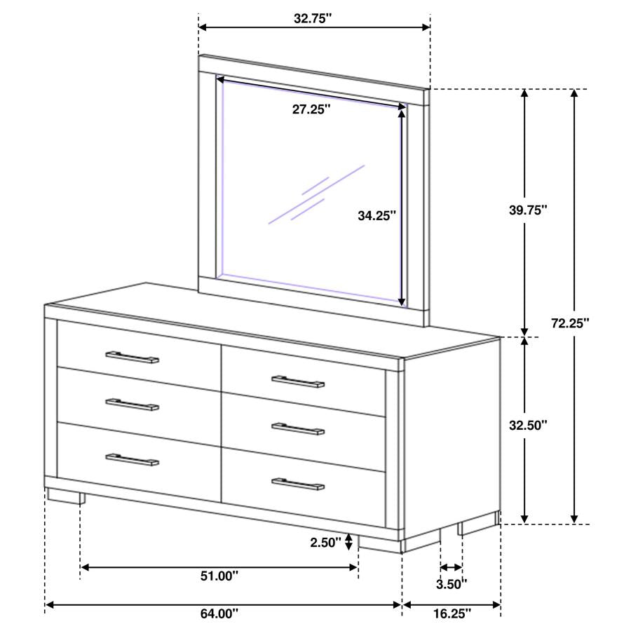 Jessica 6-drawer Dresser with Mirror Cappuccino - 200713M