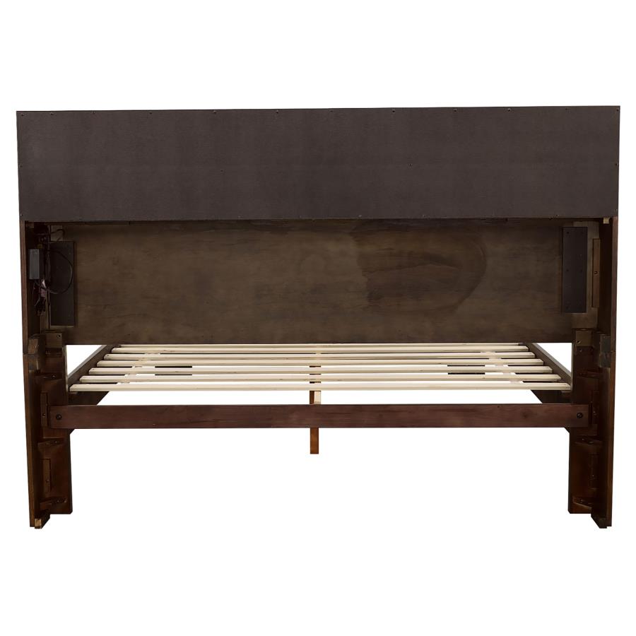 Jessica Eastern King LED Storage Bookcase Bed Cappuccino - 200719KE