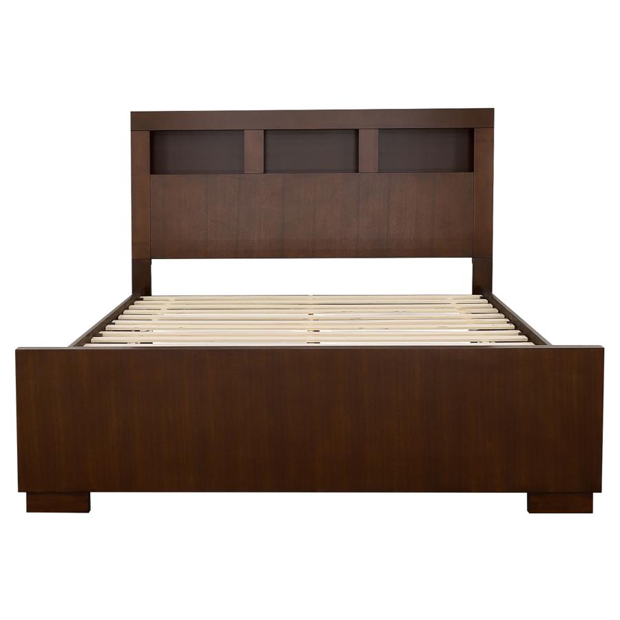 Jessica Wood Queen LED Storage Bookcase Bed Cappuccino - 200719Q