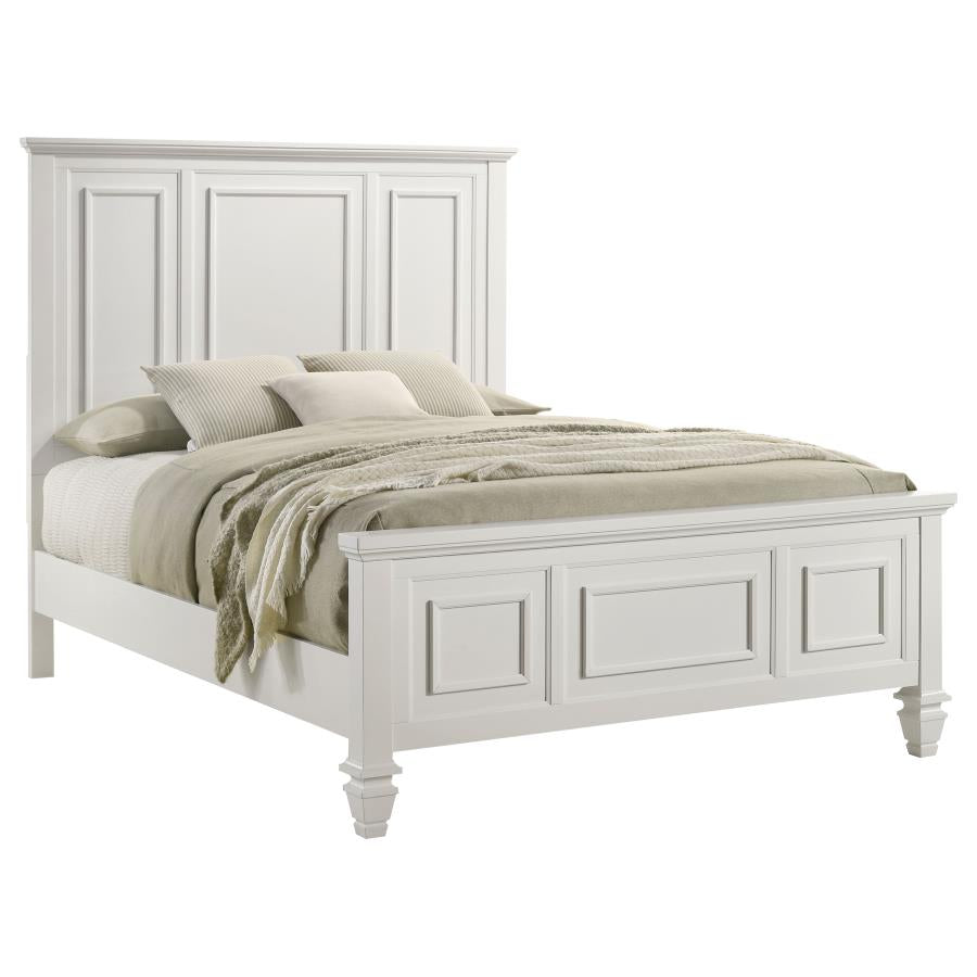 Sandy Beach Wood Queen Panel Bed Cream White - 201301Q