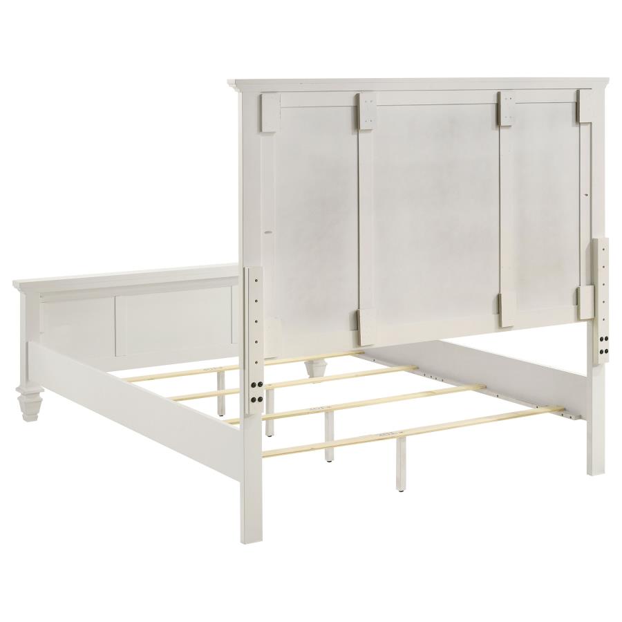 Sandy Beach Wood Queen Panel Bed Cream White - 201301Q
