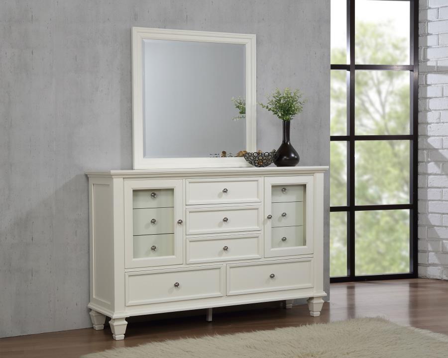 Sandy Beach 11-drawer Dresser with Mirror Cream White - 201303M