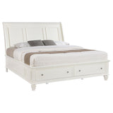 Sandy Beach Wood Eastern King Storage Panel Bed Cream White - 201309KE
