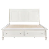Sandy Beach Wood Eastern King Storage Panel Bed Cream White - 201309KE