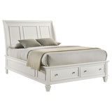 Sandy Beach Wood Queen Storage Panel Bed Cream White - 201309Q