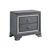 Nightstand With Mirror Trim - Light Gray