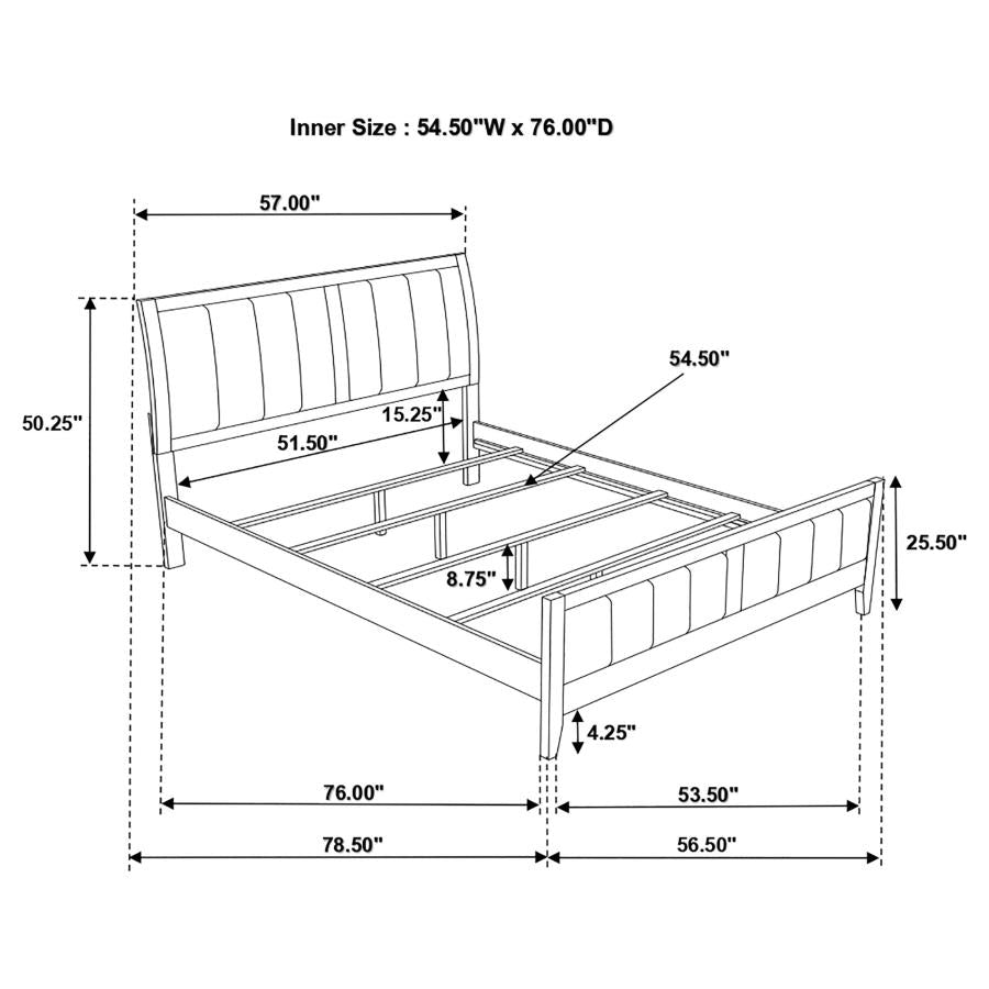 Carlton Wood Full Panel Bed Cappuccino - 202091F