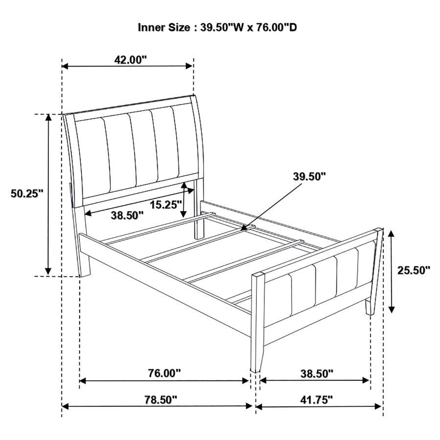 Carlton Wood Twin Panel Bed Cappuccino - 202091T