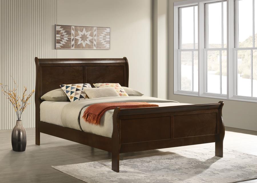 Louis Philippe Wood Full Sleigh Bed Cappuccino - 202411F