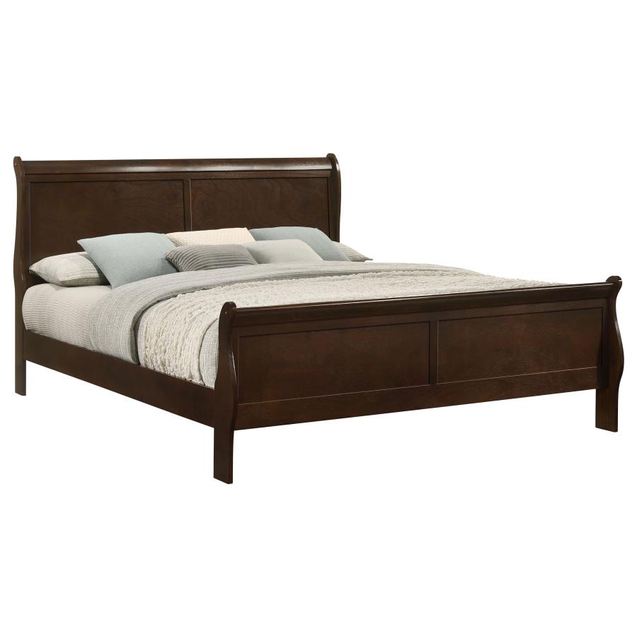 Louis Philippe Wood Eastern King Sleigh Bed Cappuccino - 202411KE