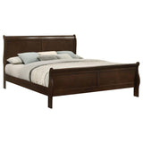 Louis Philippe Wood Eastern King Sleigh Bed Cappuccino - 202411KE