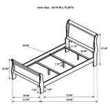 Louis Philippe 47-inch Twin Sleigh Panel Bed White - 202441T