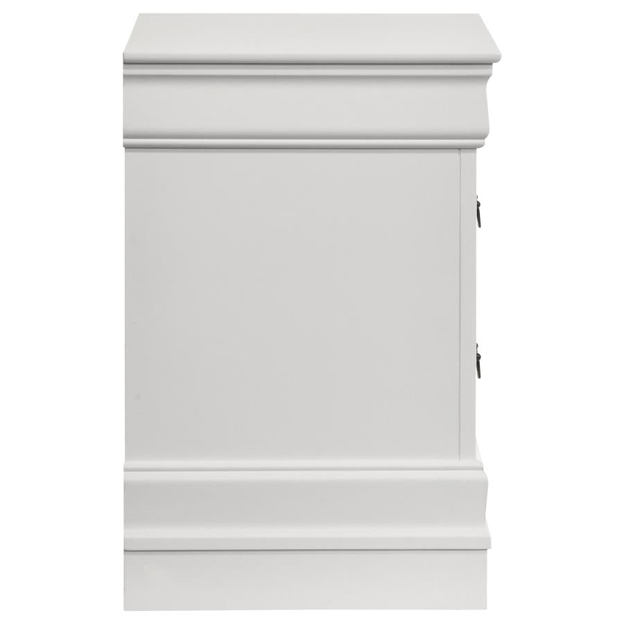 Louis Philippe 2-drawer Nightstand Bedside Table White - 202442