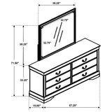 Louis Philippe 6-drawer Dresser and Mirror White - 202443M