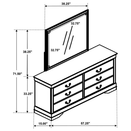Louis Philippe 6-drawer Dresser and Mirror White - 202443M