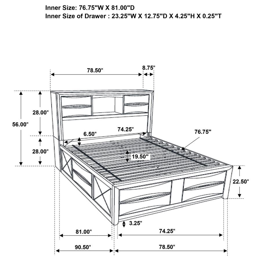 Briana Wood Eastern King Storage Bookcase Bed Black - 202701KE