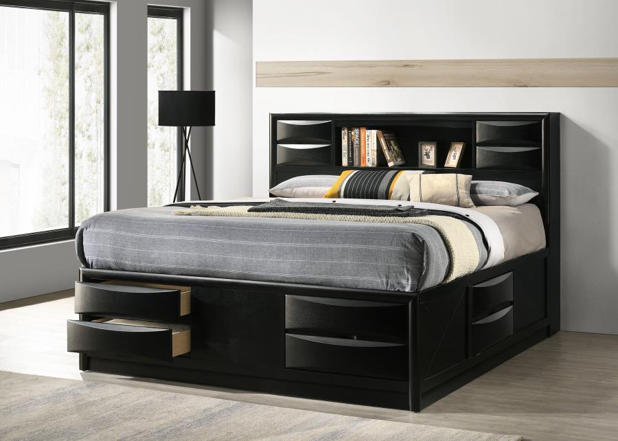 Briana Wood California King Storage Bookcase Bed Black - 202701KW