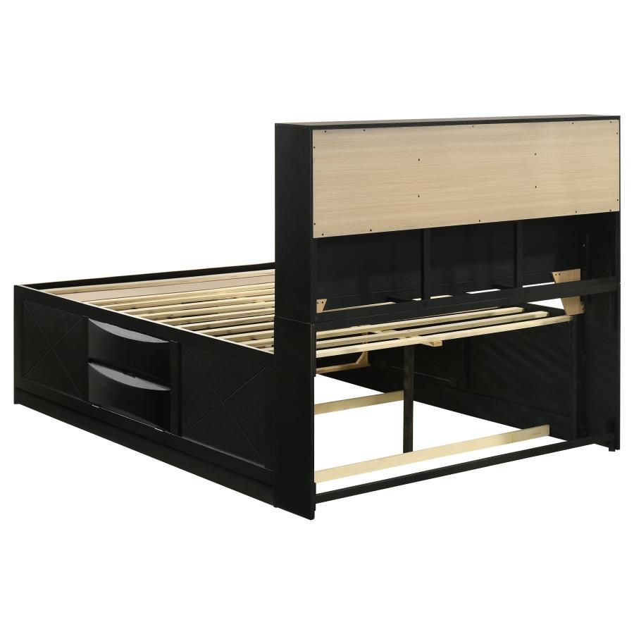 Briana Wood Queen Storage Bookcase Bed Black - 202701Q