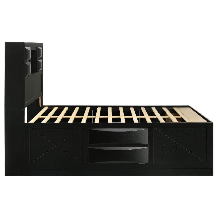 Briana Wood Queen Storage Bookcase Bed Black - 202701Q