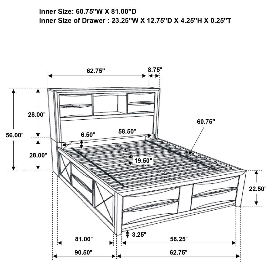 Briana Wood Queen Storage Bookcase Bed Black - 202701Q