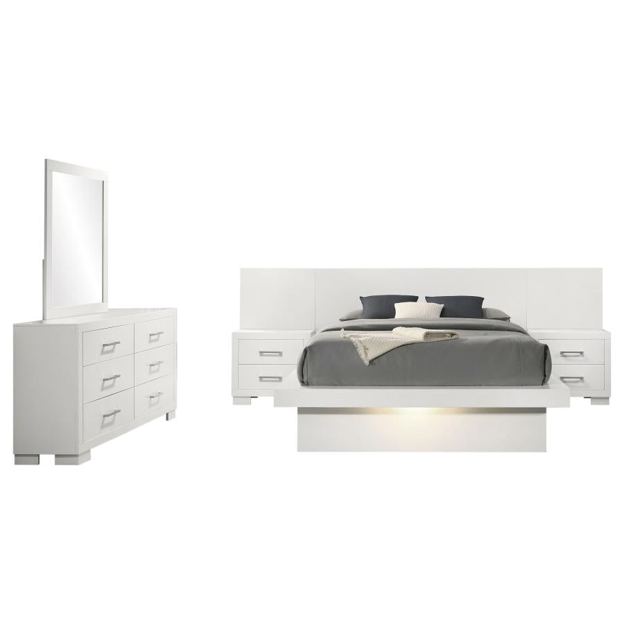 Jessica 5-piece Eastern King LED Bedroom Set Snow White - 202990KE-S5P