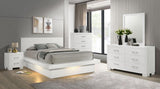 Jessica 5-piece Eastern King LED Bedroom Set Snow White - 202990KE-S5
