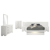 Jessica 6-piece Eastern King LED Bedroom Set Snow White - 202990KE-S6P