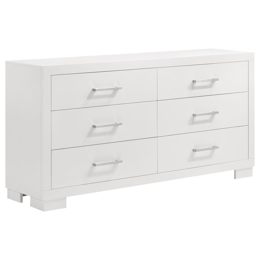 Jessica 6-piece Eastern King LED Bedroom Set Snow White - 202990KE-S6P