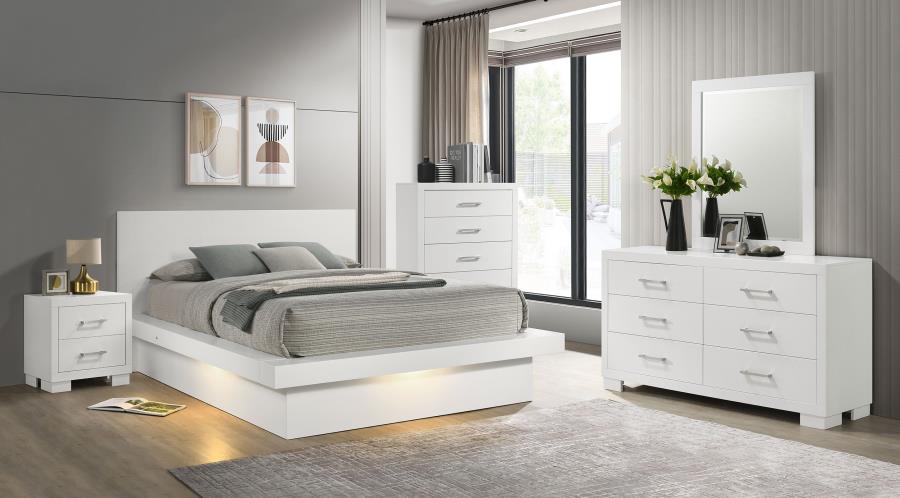 Jessica 5-piece Queen LED Bedroom Set Snow White - 202990Q-S5