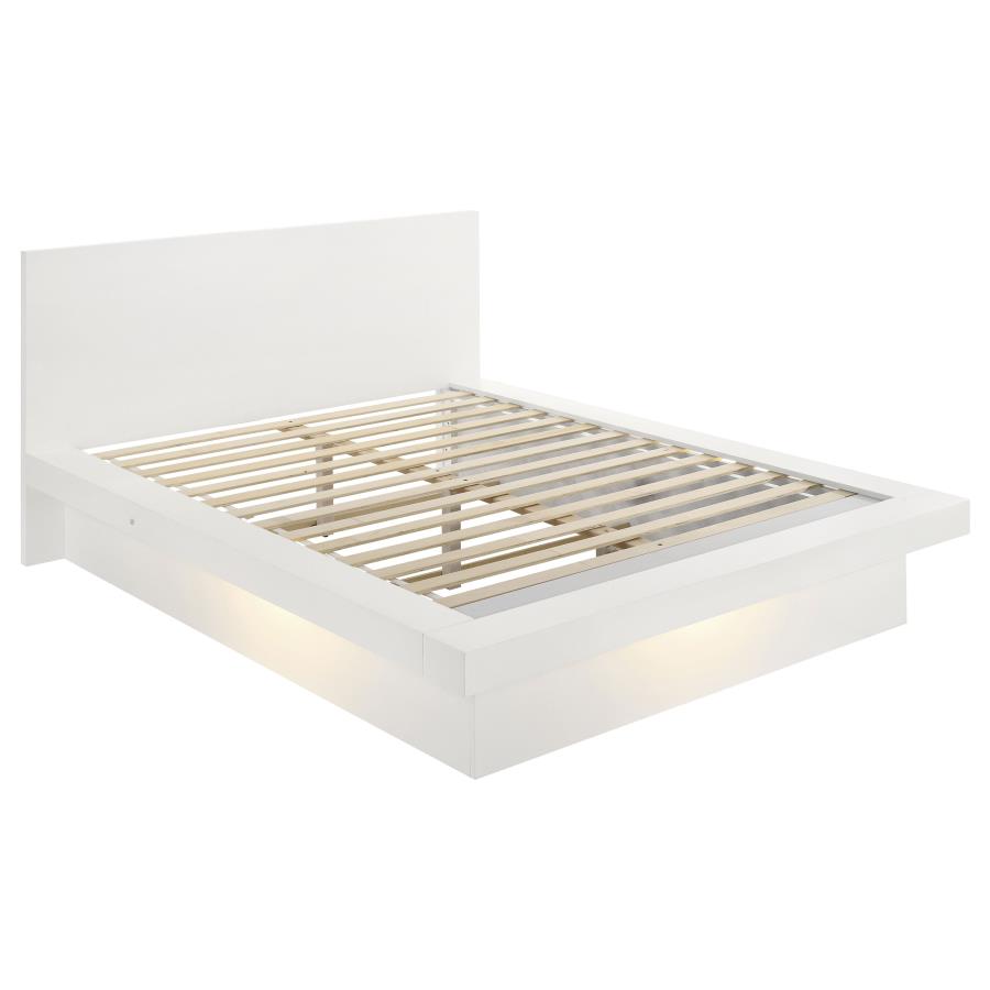 Jessica Wood Queen LED Panel Bed Snow White - 202990Q