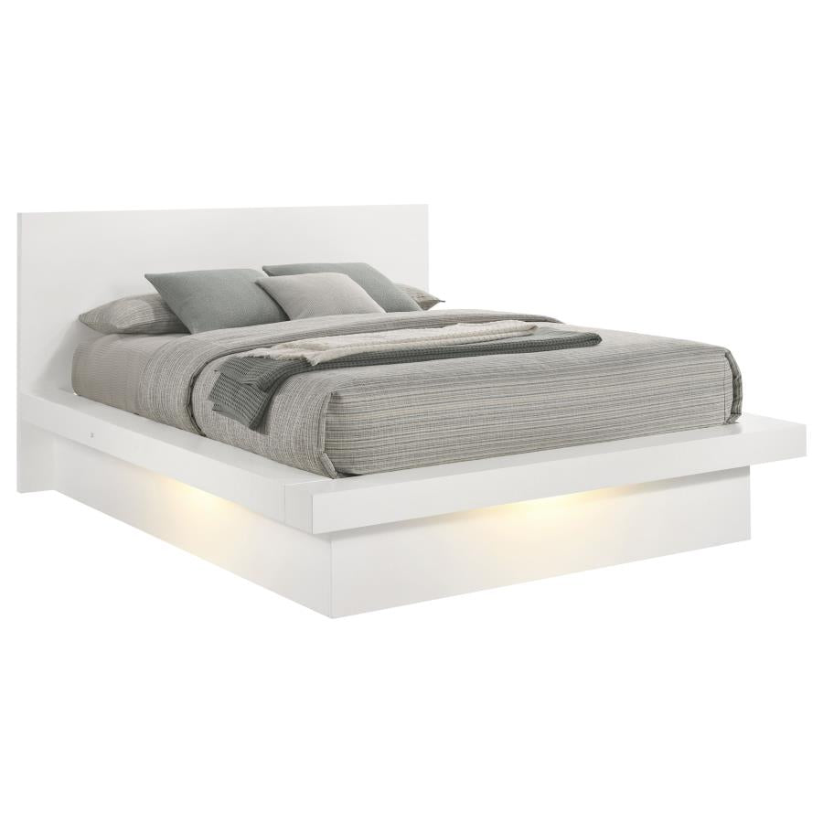Jessica Wood Queen LED Panel Bed Snow White - 202990Q