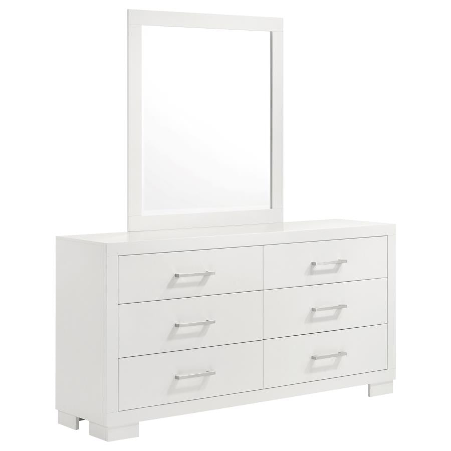 Jessica 6-drawer Dresser with Mirror Snow White - 202993M