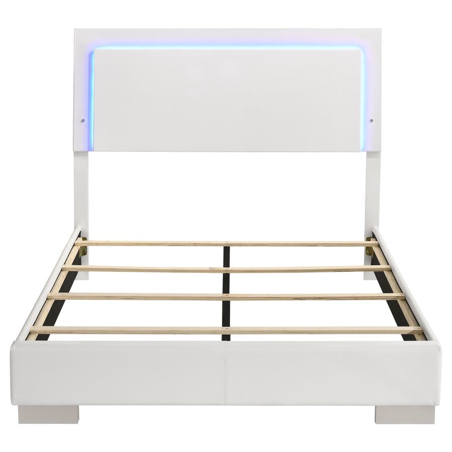 Felicity Wood Full LED Panel Bed White High Gloss - 203500F